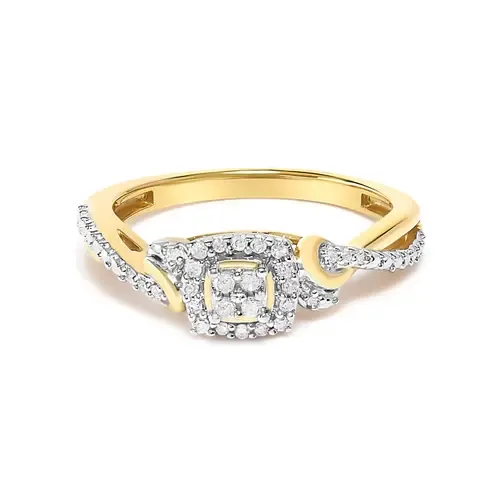 10K Yellow Gold 1/10 Cttw Diamond Composite Halo Engagement Ring by Haus of Brilliance