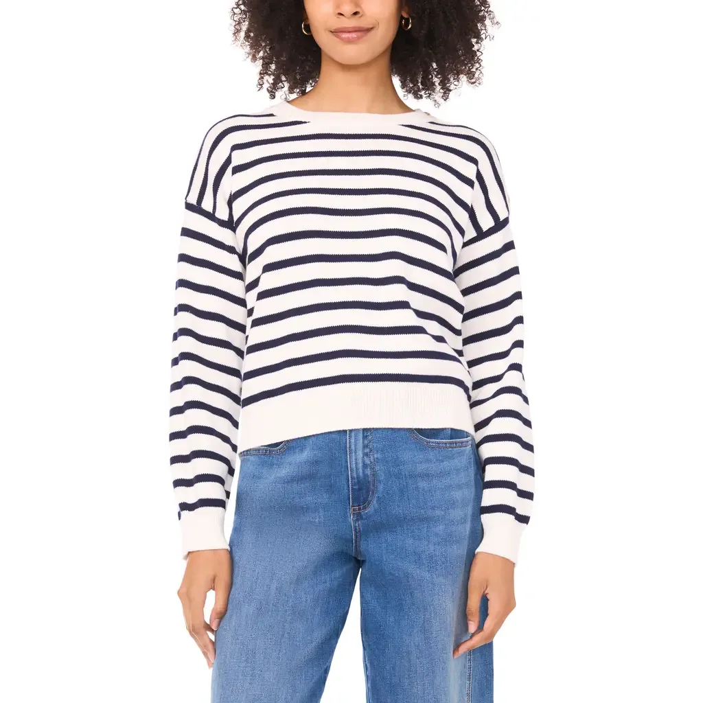 Stripe Combed Cotton Sweater by Vince Camuto