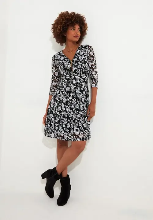 Zip V Neck Midi Dress by Joe Browns