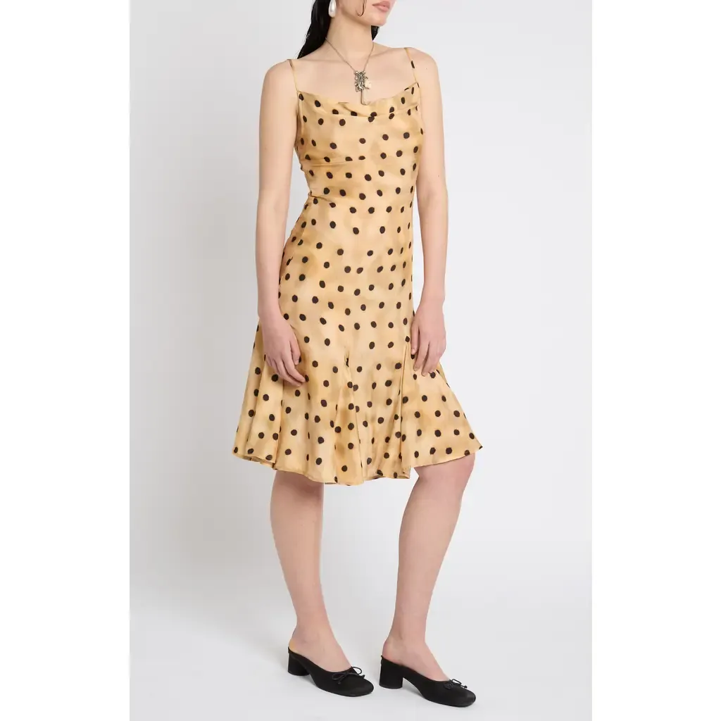 Polka Dot Cowl Neck Maxi Dress by Muse Assembly