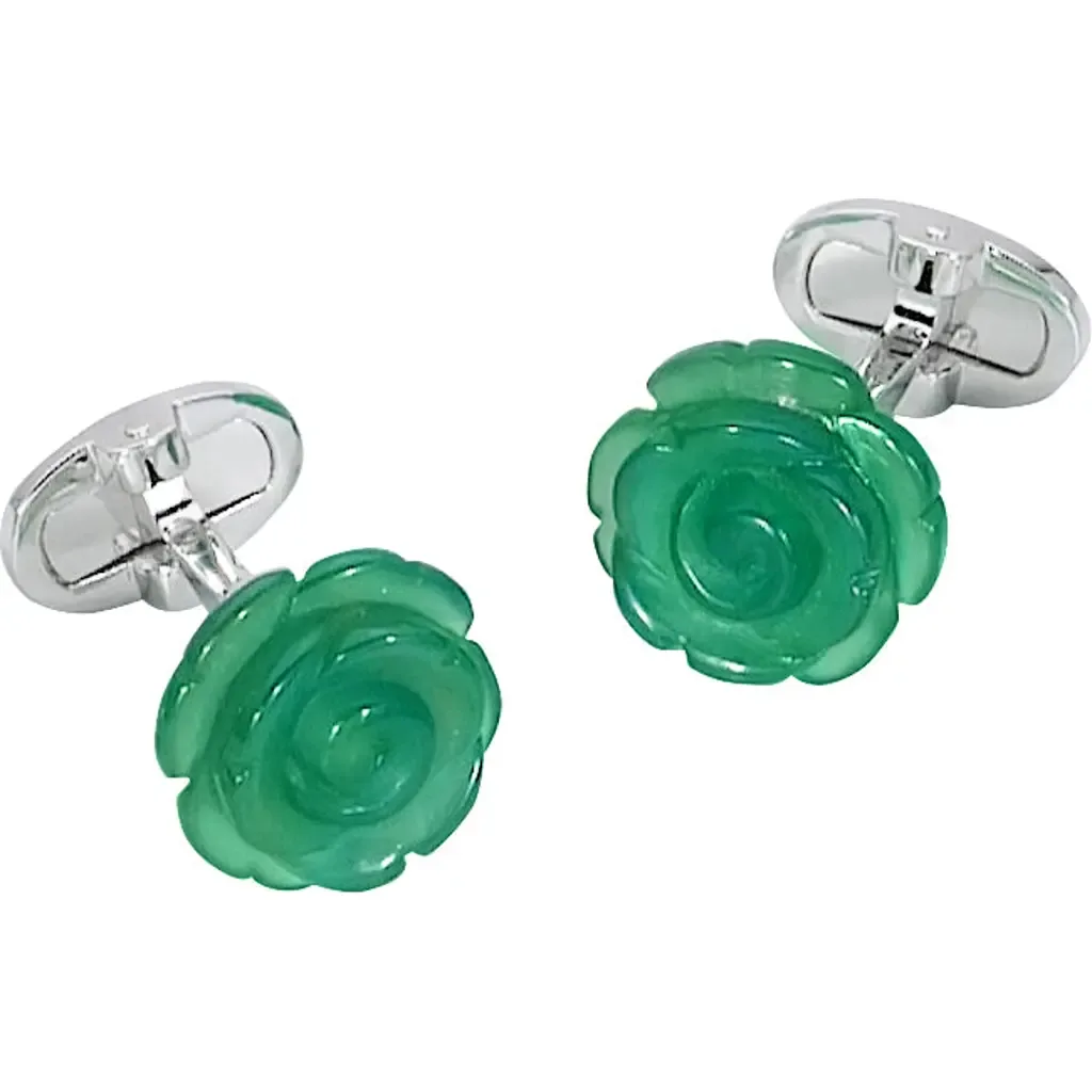 Rose Carved Sterling Cufflinks by Jan Leslie
