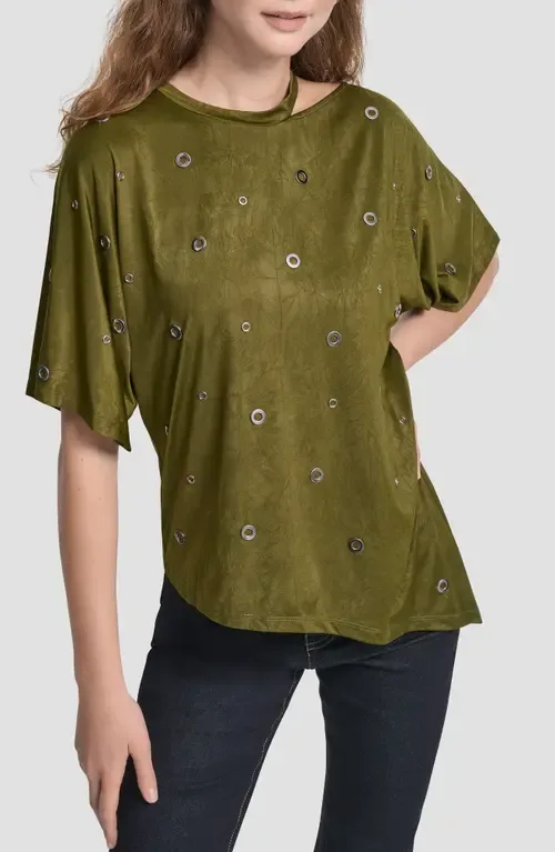 Grommet Cutout Knit Top by DKNY