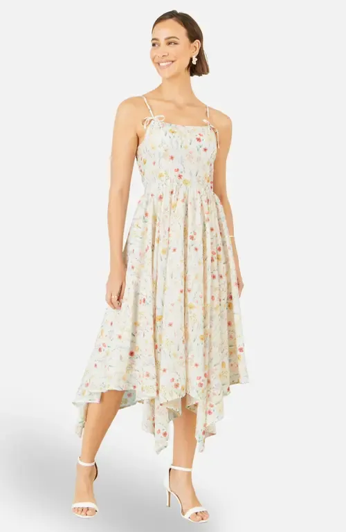 Botanical Embroidery Midi Dress by Yumi