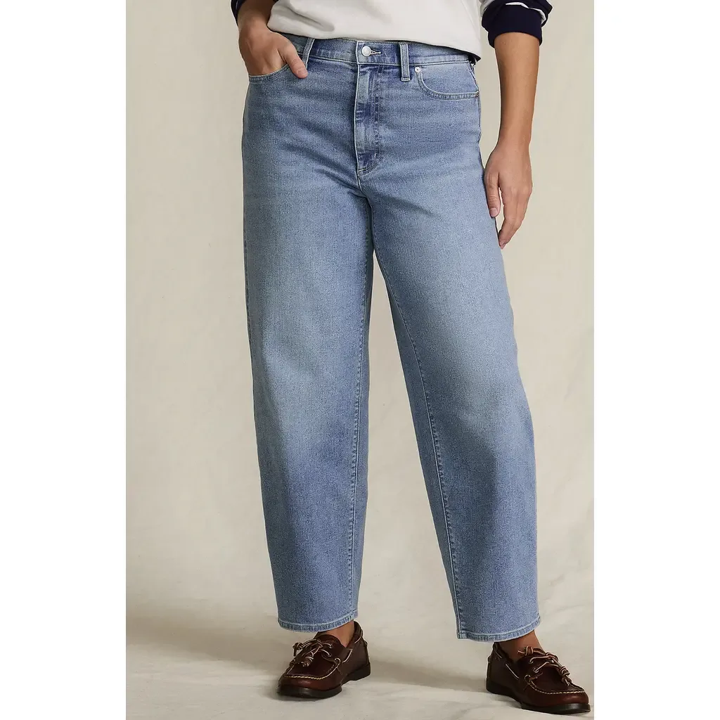 Recover High Rise Barrel Leg Ankle Jeans by Lands' End