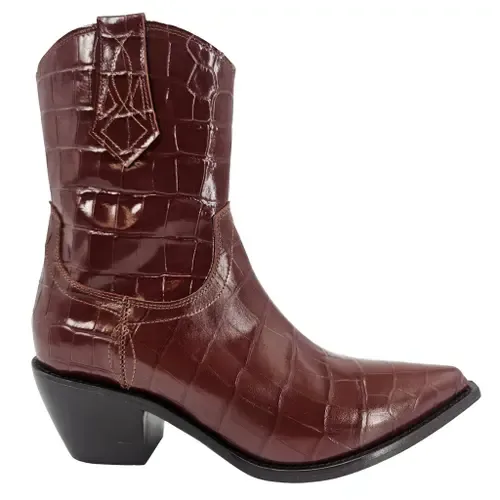 Croc Embossed Pointy Ankle Boot by Madison Maison