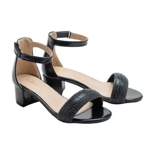 Rhinestone Band Block Heels by Tulleen