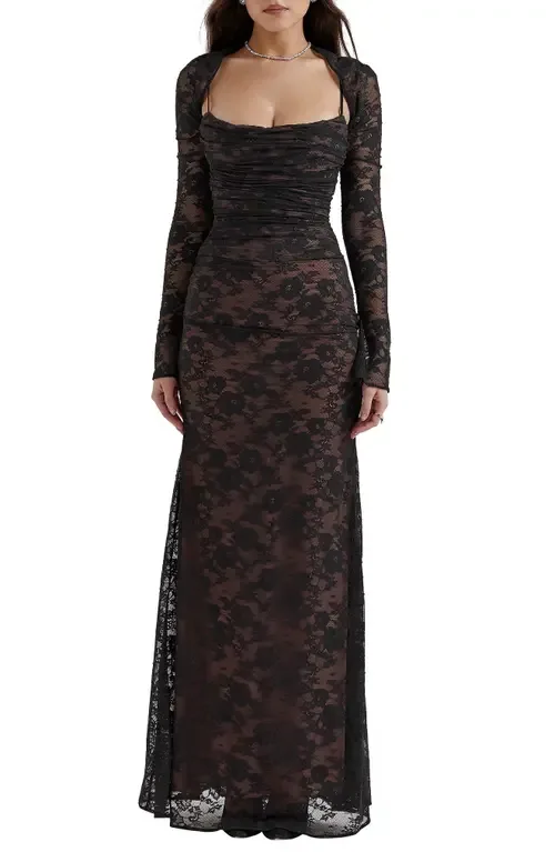 Artemis Long Sleeve Lace Maxi Dress by HOUSE OF CB