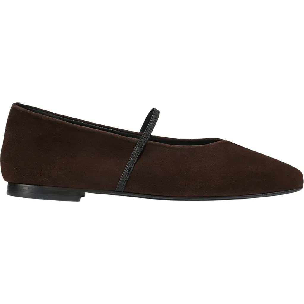 The Phoebe Flats in Espresso Suede by MARGAUX