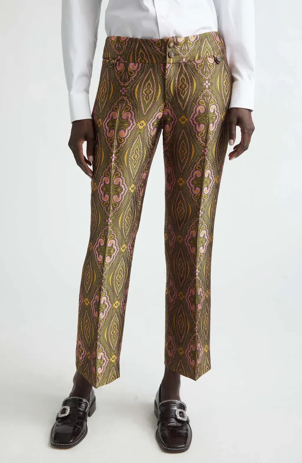 Paisley Jacquard Ankle Trousers