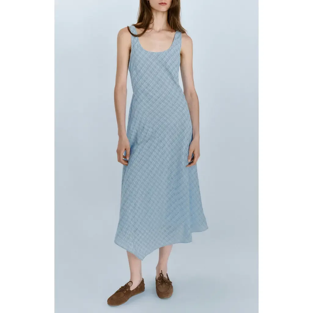 Checked Asymmetrical Midi Dress by MANGO