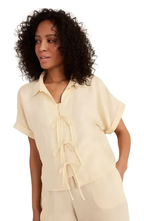 Linen Tie-Front Top by Haven Well Within