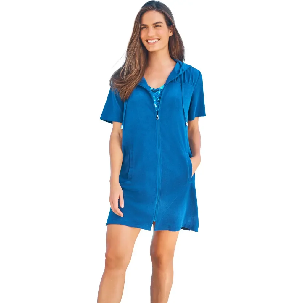 Hooded Terry Swim Cover Up by Swim 365