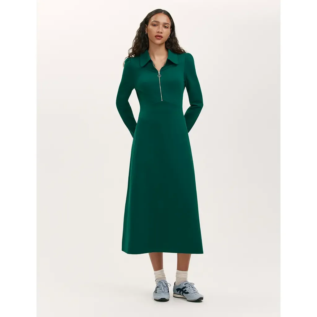 Elvira Ponte Jersey Zip Front Midi Dress by Finery London