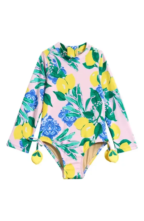 Santorini Citrus Long Sleeve One-Piece Rashguard Swimsuit by Shade Critters