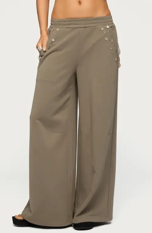 Zania Iridescent Button Sweatpants by EDIKTED