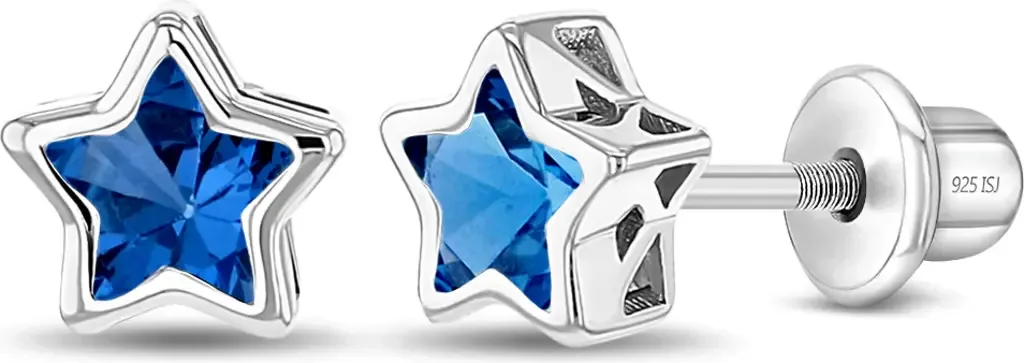 Cubic Zirconia Birthstone Star Earrings by In Season Jewelry