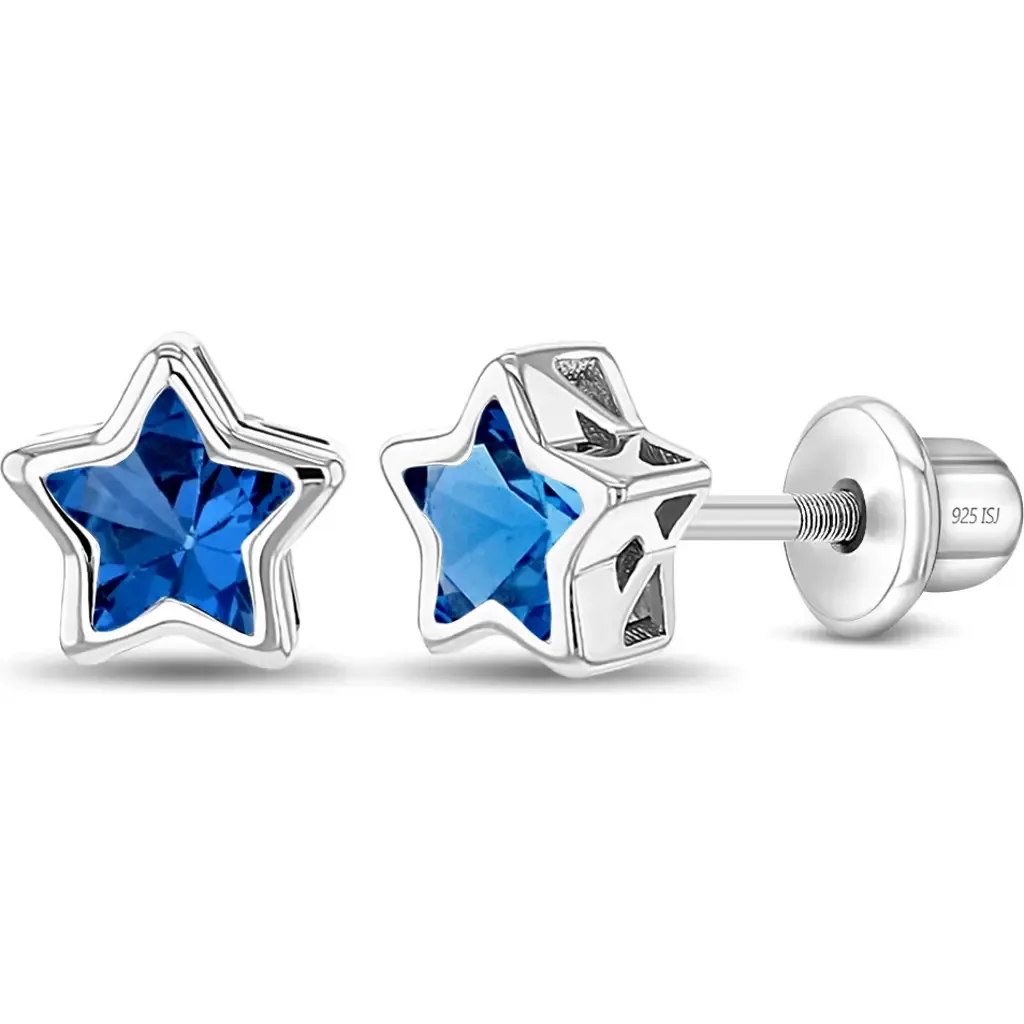 Cubic Zirconia Birthstone Star Earrings by In Season Jewelry