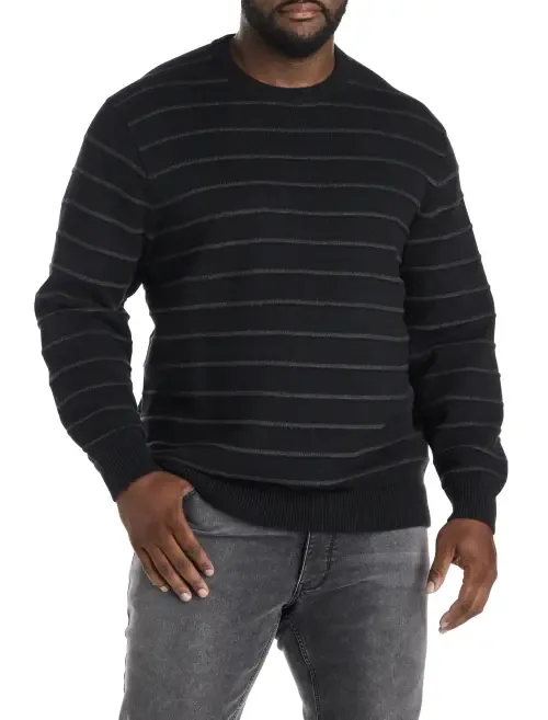 Textured Stripe Crewneck Sweater by Synrgy
