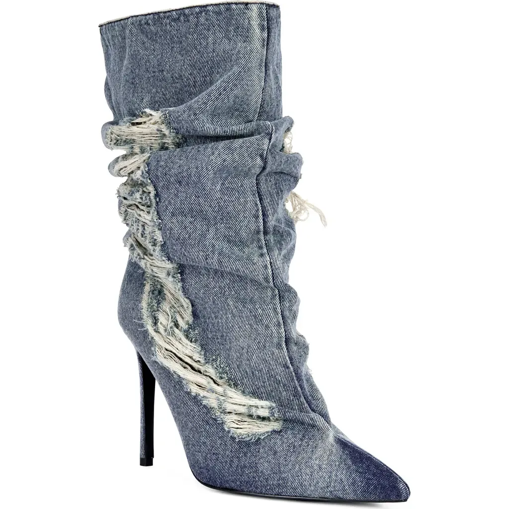 Naelia Pointed Toe Bootie - Denim by AZALEA WANG