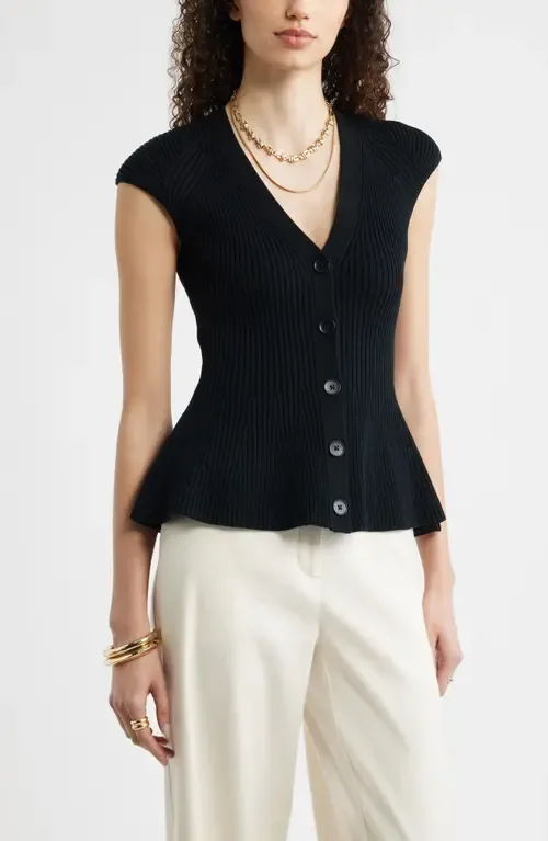 Rib Peplum Top by Nordstrom