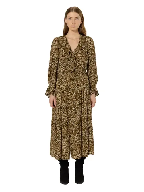 Lyza Ruffled V-Neck Midi Dress by GERARD DAREL