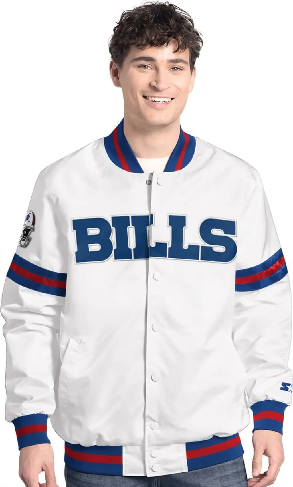 Starter White Buffalo Bills Scout Full-Snap Varsity Jacket