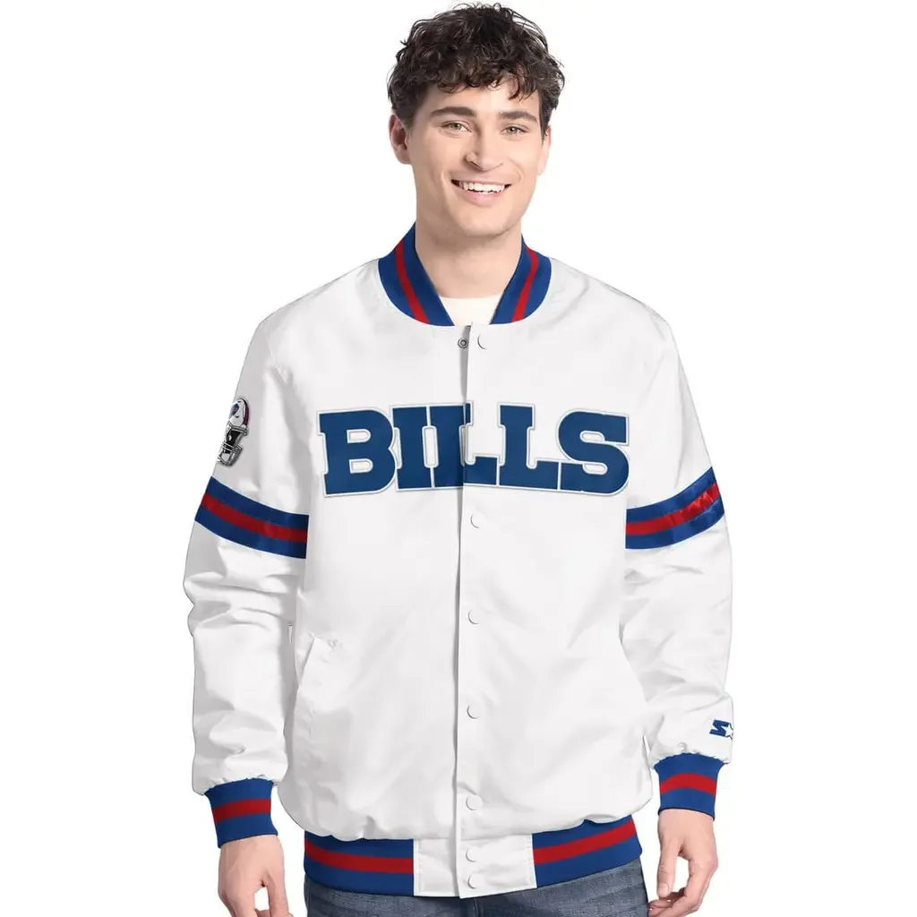 Starter White Buffalo Bills Scout Full-Snap Varsity Jacket by STARTER