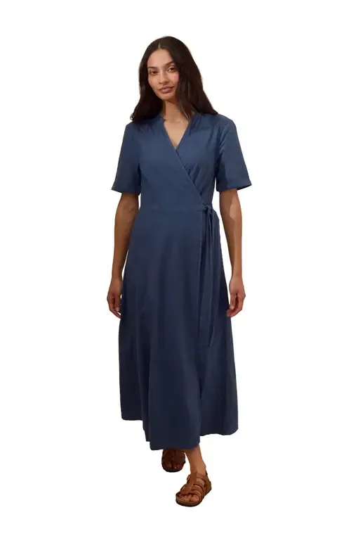 Luxurious Linen Wrap Midi Dress