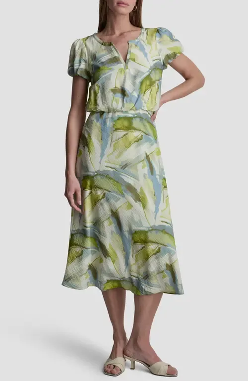 Abstract Print Voile Midi Dress by DKNY