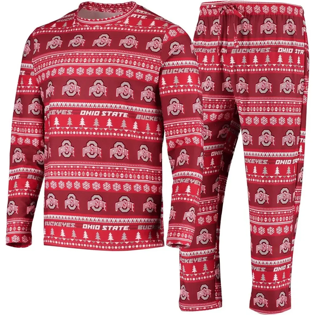 Concepts Sport Scarlet Ohio State Buckeyes Ugly Sweater Knit Long Sleeve Top and Pant Set by CONCEPTS SPORT