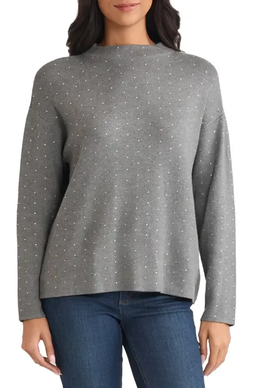 Rhinestone Mock Neck Sweater by Jones New York