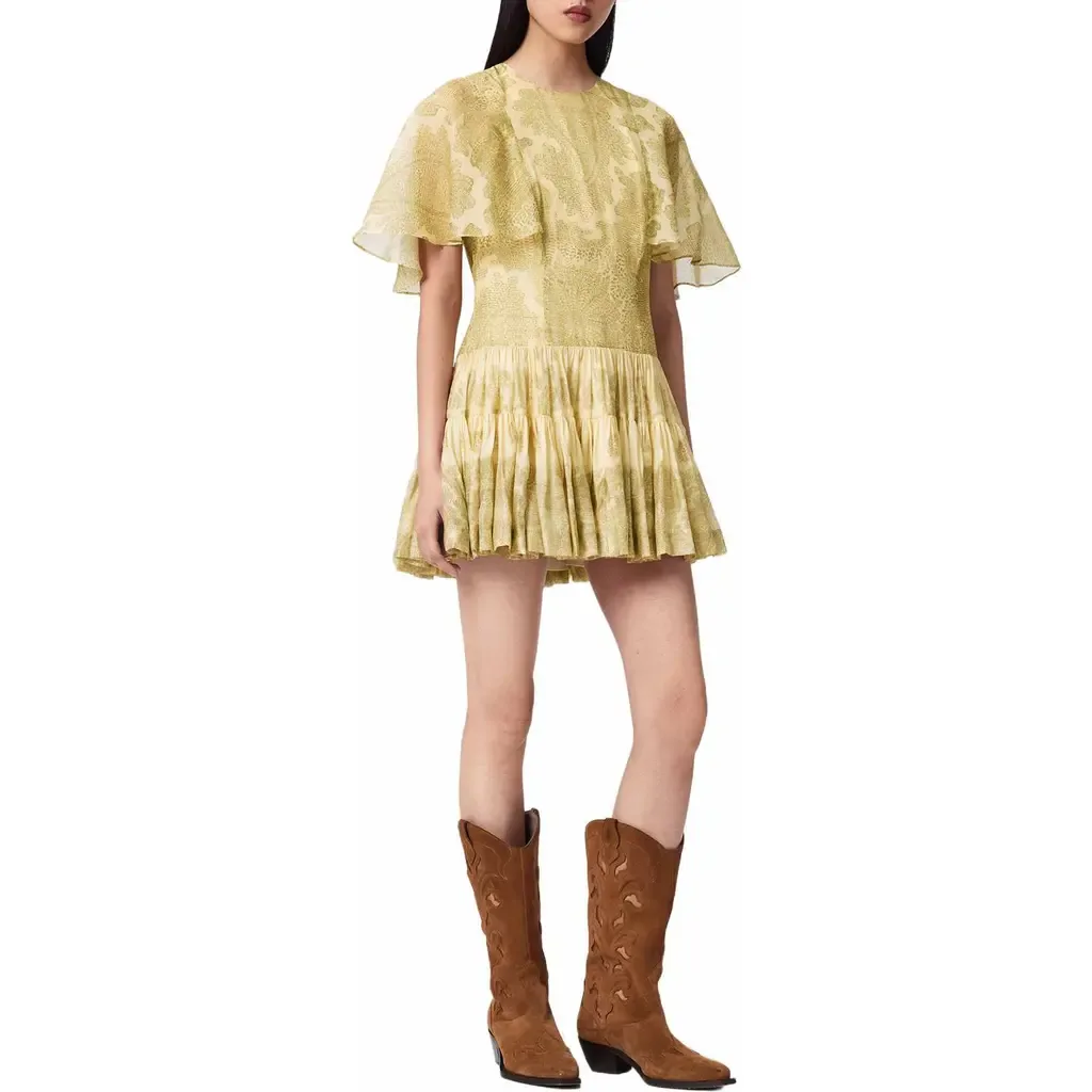 Yanna Paisley Floral Tiered Minidress by AllSaints