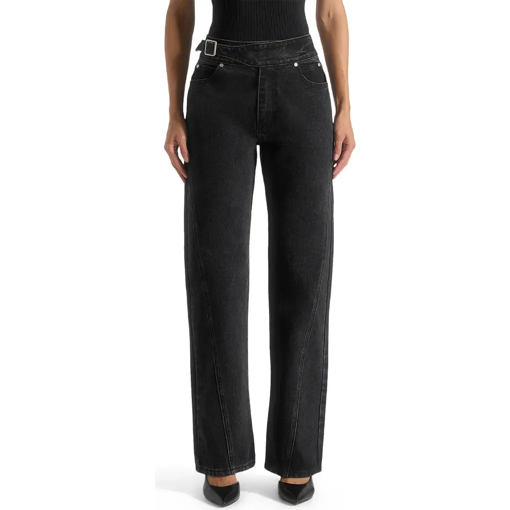 Loane Twist Leg Boyfriend Jeans with Waist Adjuster by Manière De Voir