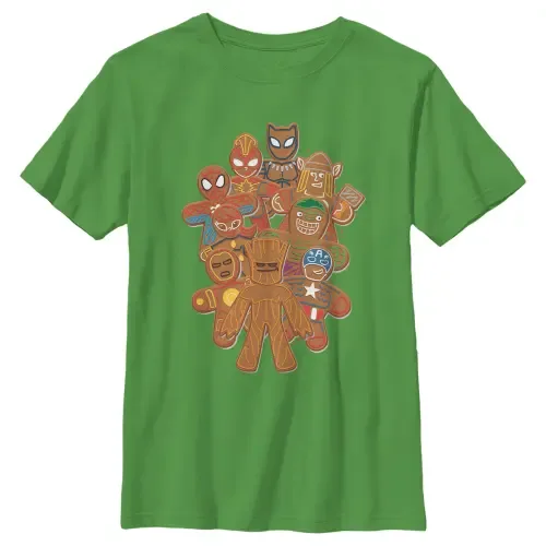 Christmas Gingerbread Cookie Heroes Short Sleeve Graphic T-Shirt by Marvel