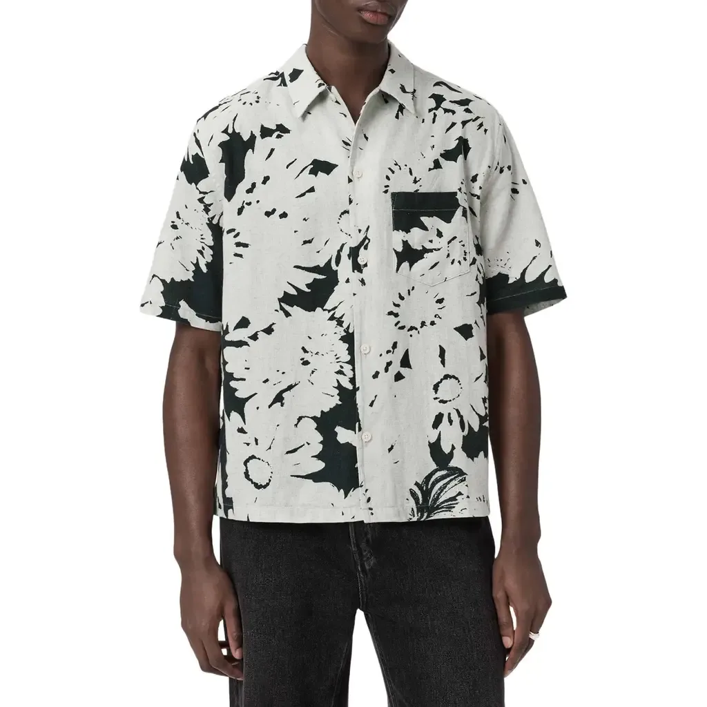 Giron Floral Linen & Cotton Short Sleeve Button-Up Shirt