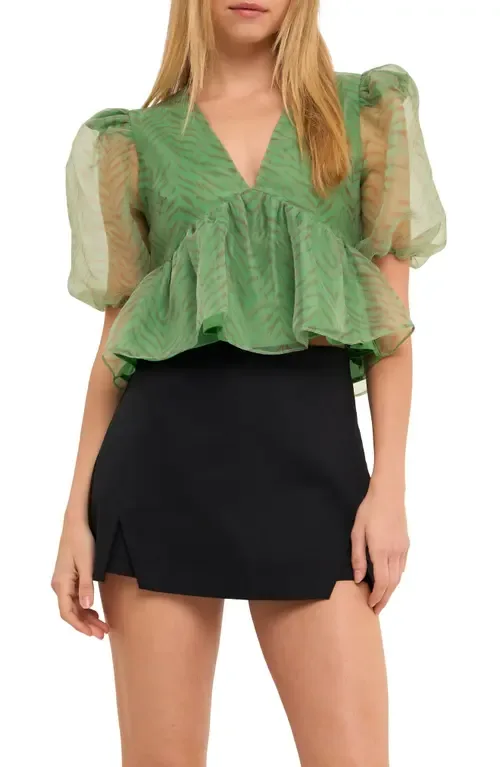 Zebra Print Puff Sleeve Crop Top by Endless Rose