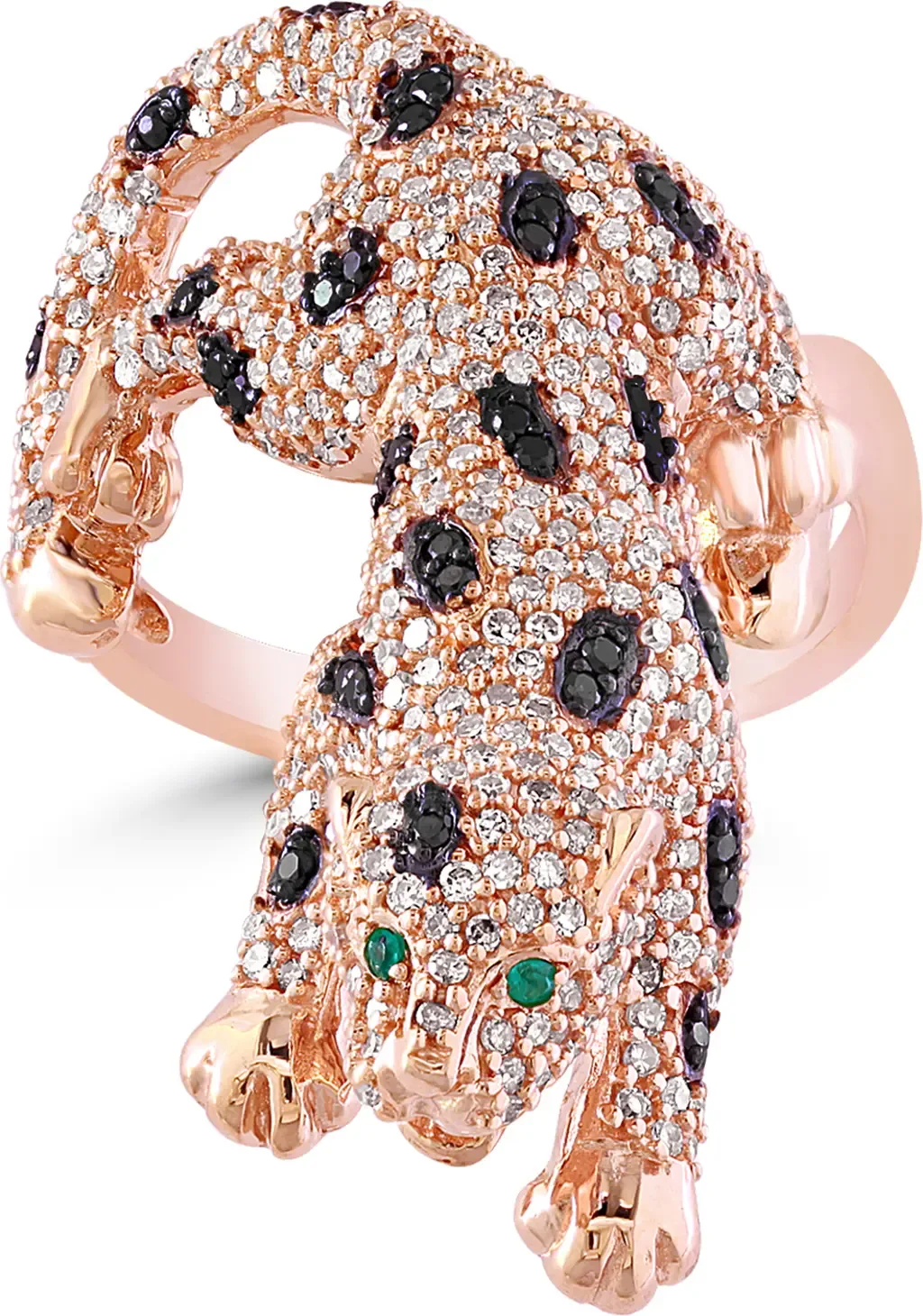 Rose Gold Black Diamond Panther Ring by EFFY