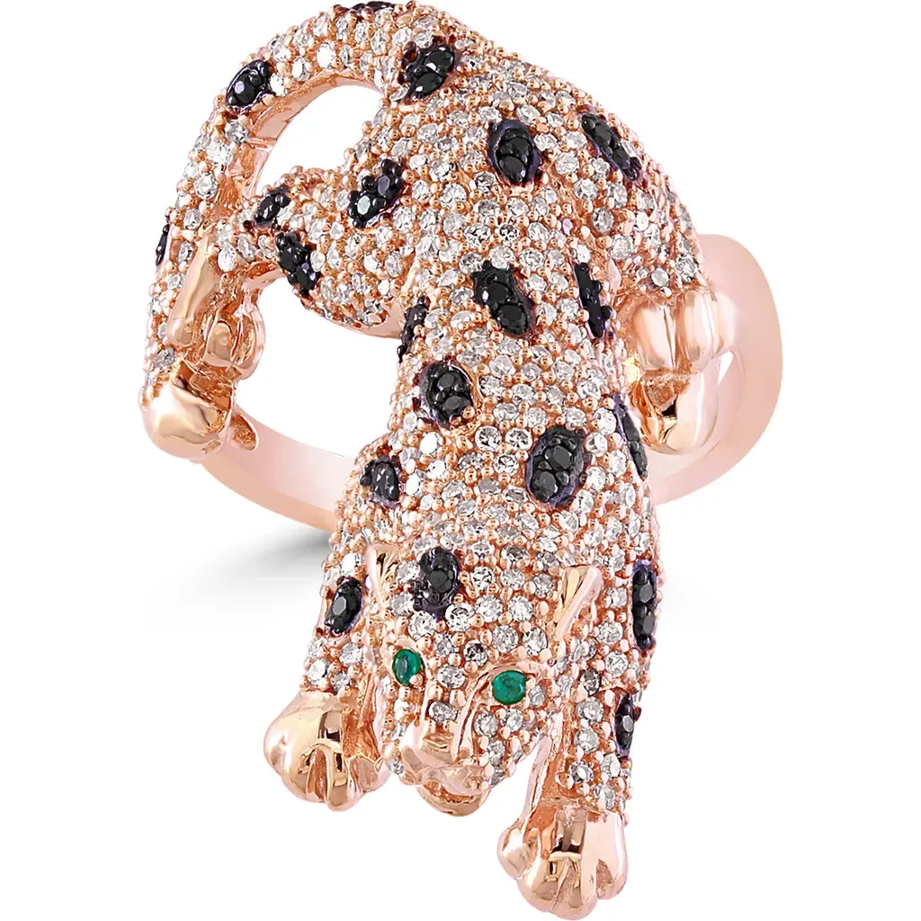 Rose Gold Black Diamond Panther Ring by EFFY