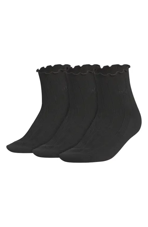 Assorted 3-Pack Ruffle Rib Ankle Socks by adidas
