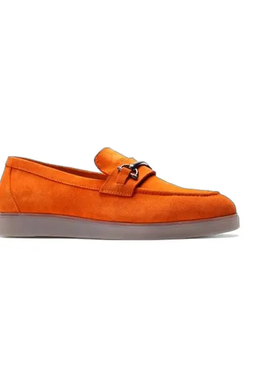 Funkadelic Bit Loafer in Orange Suede by CARLOS SANTANA