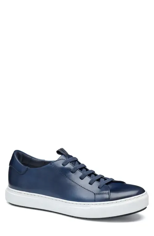 Anson Lace to Toe Sneaker in Navy Hand-Stained Calfskin
