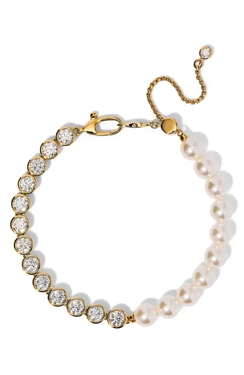 Imitation Pearl & Cubic Zirconia Adjustable Bracelet by Nadri