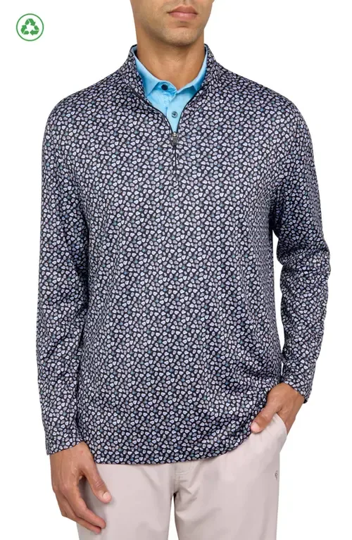 Regular Fit Micro Mexi Skull Print Recycled Performance Quarter Zip by CONSTRUCT
