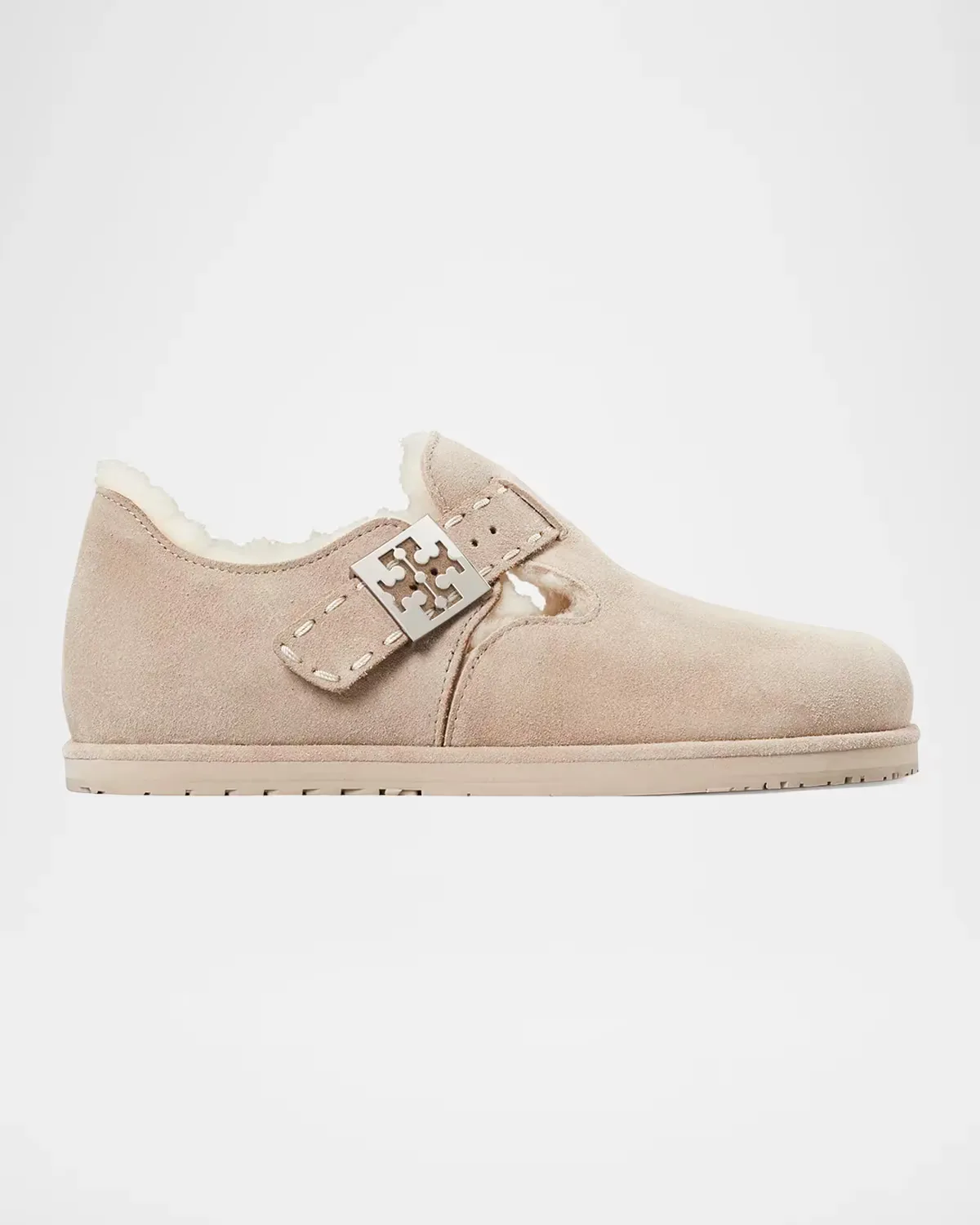 Mellow Shearling-Lined Suede Clogs by Tory Burch