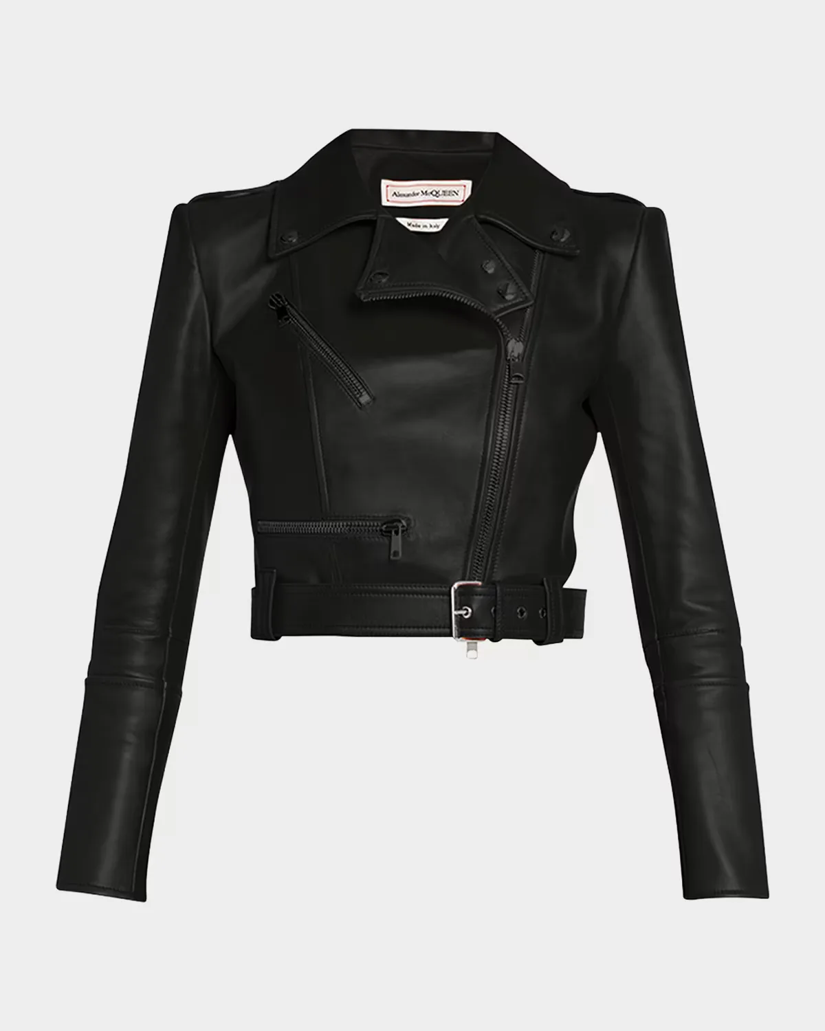 Cropped Leather Biker Jacket