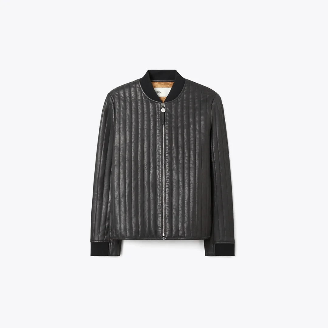 Leather Quilted Jacket by Tory Burch