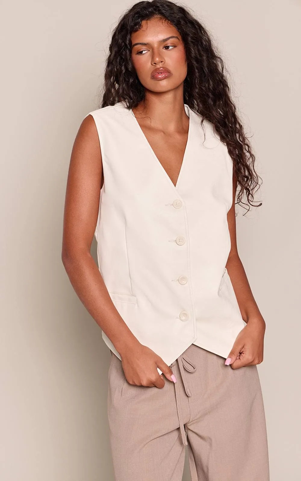 Faux Leather Oversized Waistcoat