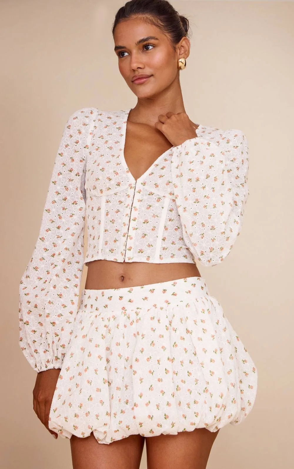 Rose Ditsy Print Puffball Skirt Co-Ord by PrettyLittleThing
