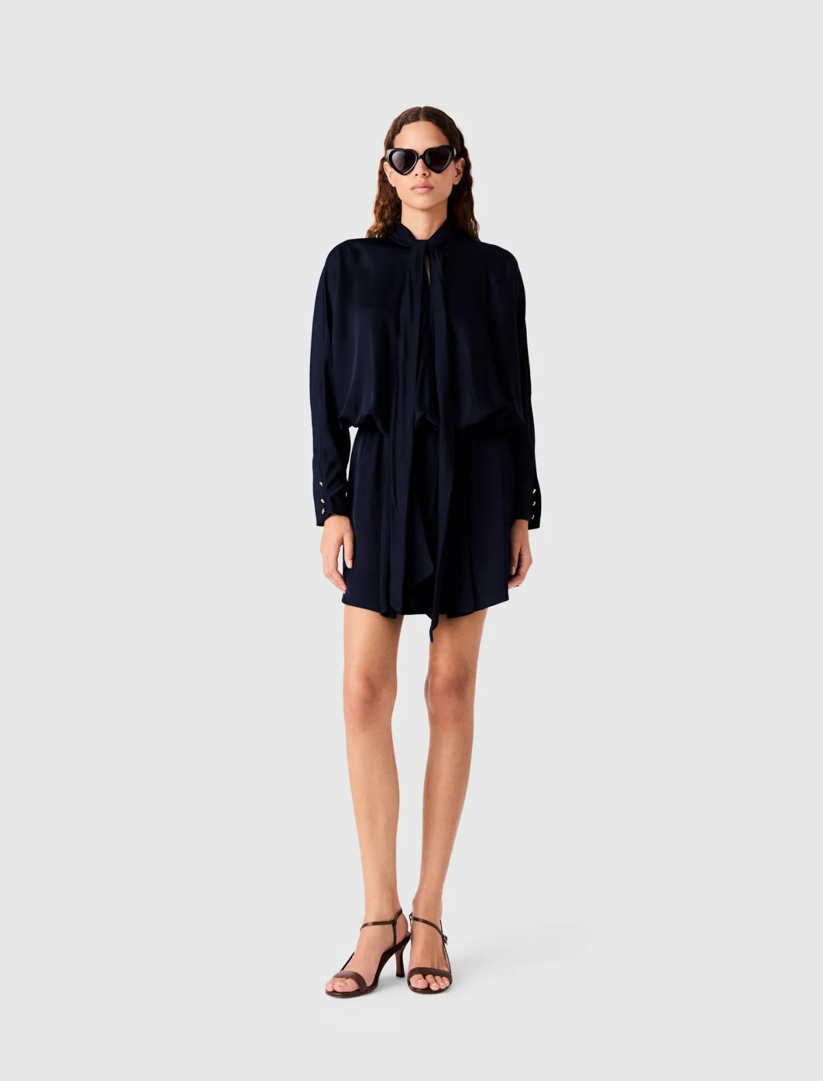 Short Draped Satin Dress by Maje