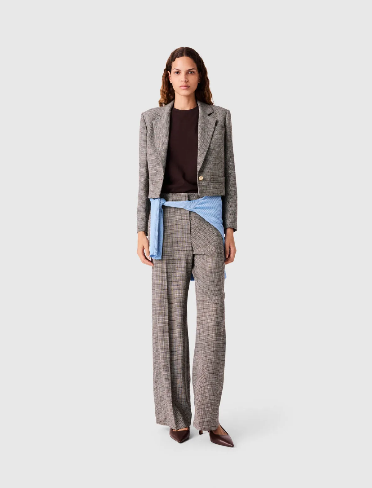 Short Checked Suit Jacket by Maje